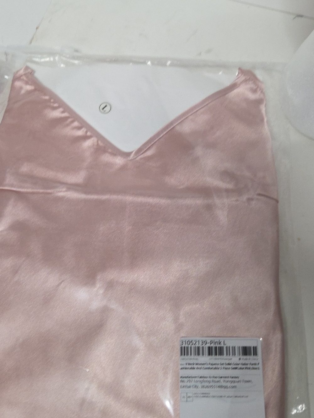 Silky V-Neck Pink Satin Sleep Cami